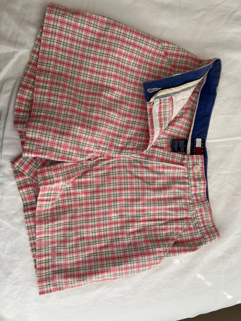 Tommy Hilfiger Red, Yellow and Blue Plaid Cotton Shorts
